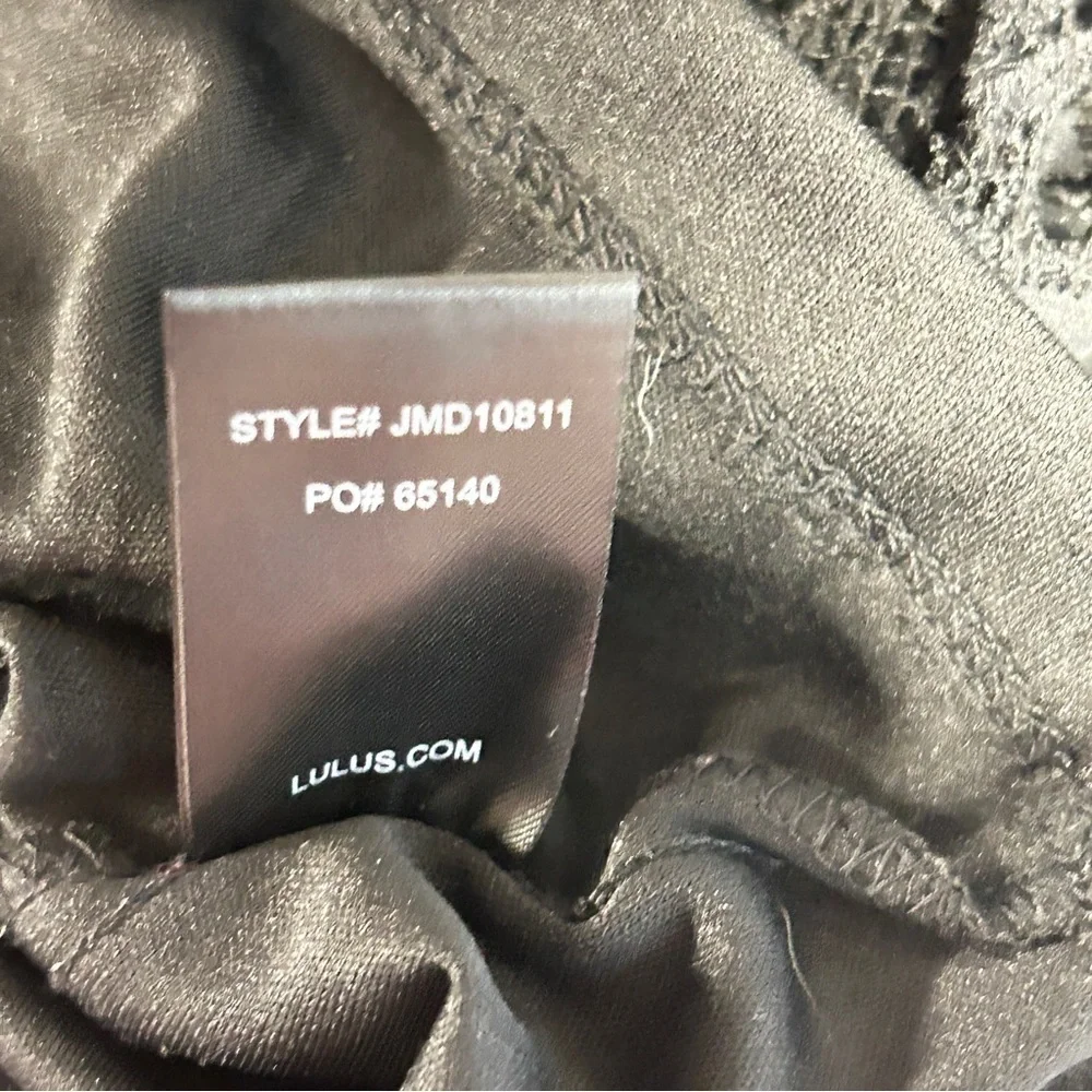 Lulus Black Lace Mini Dress Large Square Neck Puff Sleeve Romantic Cocktail